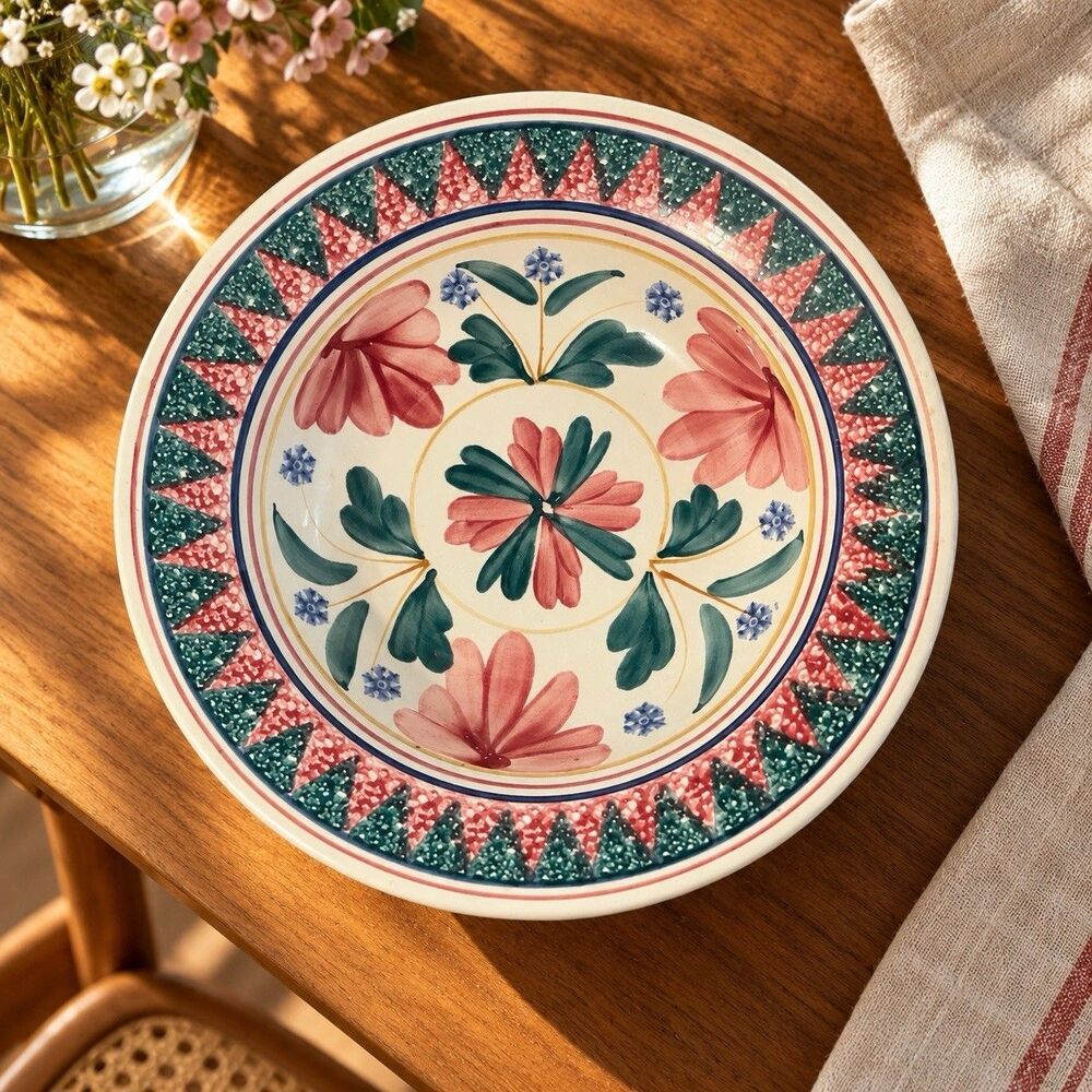 Vintage Imperiale et Royale Nimy Belgian Hand Painted Floral Ceramic Bowl Xmas